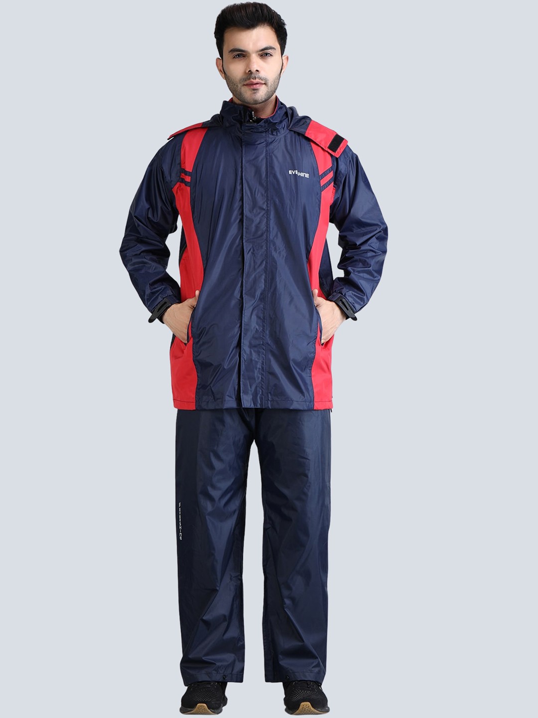 

Super Colourblocked Waterproof Rain Suit, Navy blue