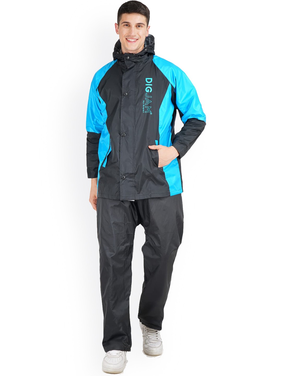 

Super Colourblocked Waterproof Reversible Rain Suit, Navy blue
