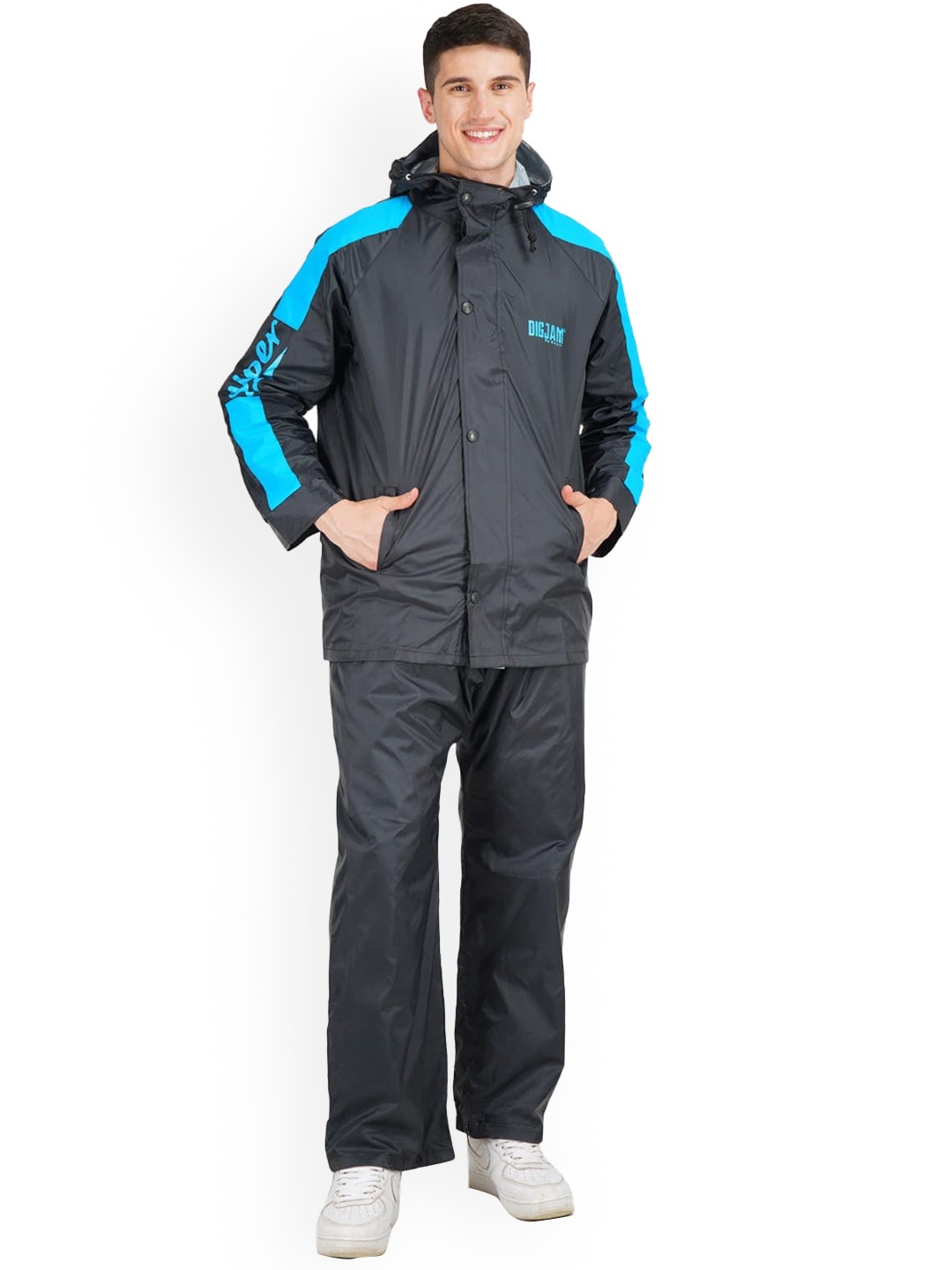 

Super Hooded Neck Reversible Rain Suit, Blue