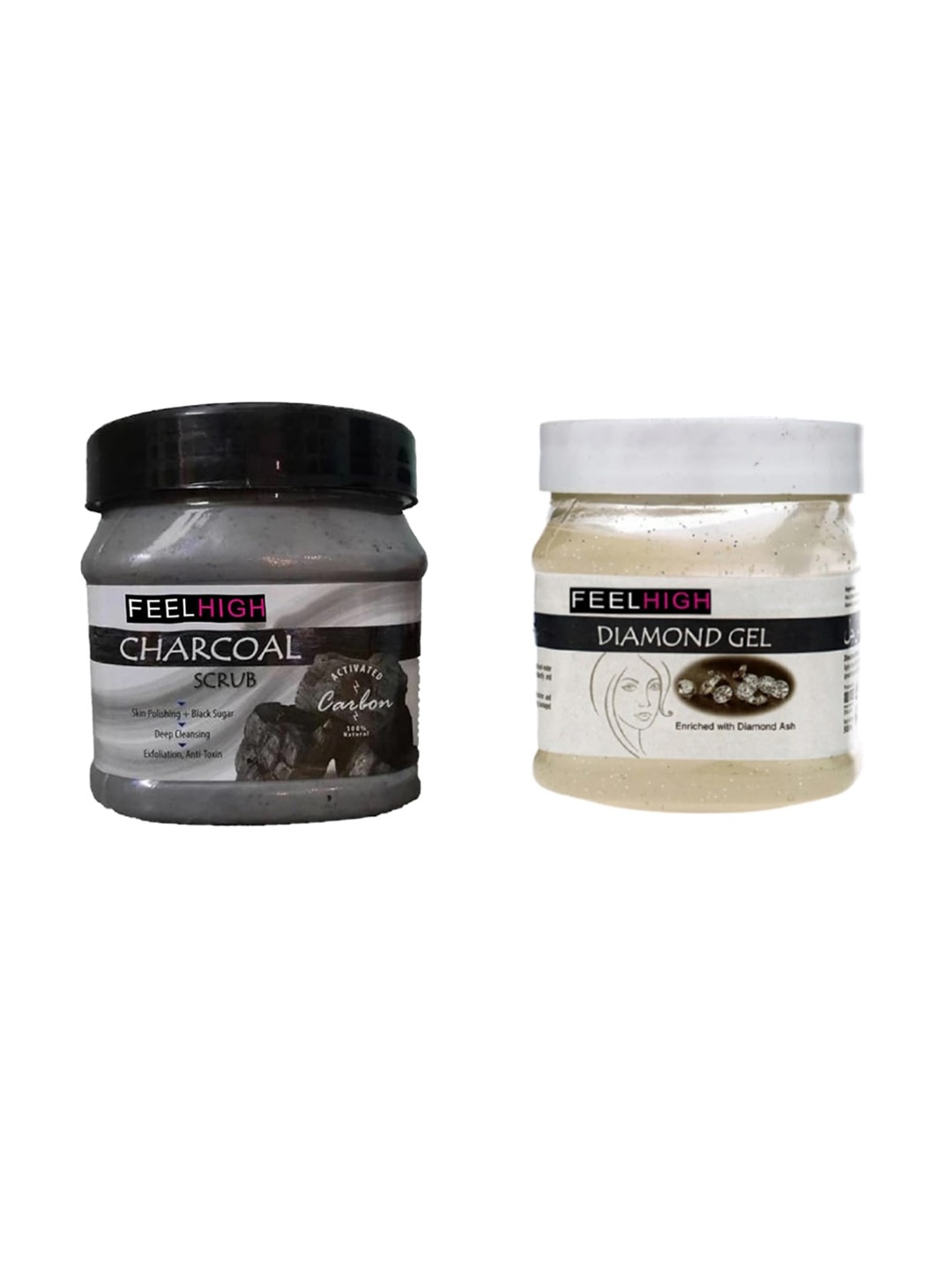 

FEELHIGH Set Of 2 Charcoal Scrub & Diamond Gel- 500ml Each, Multi