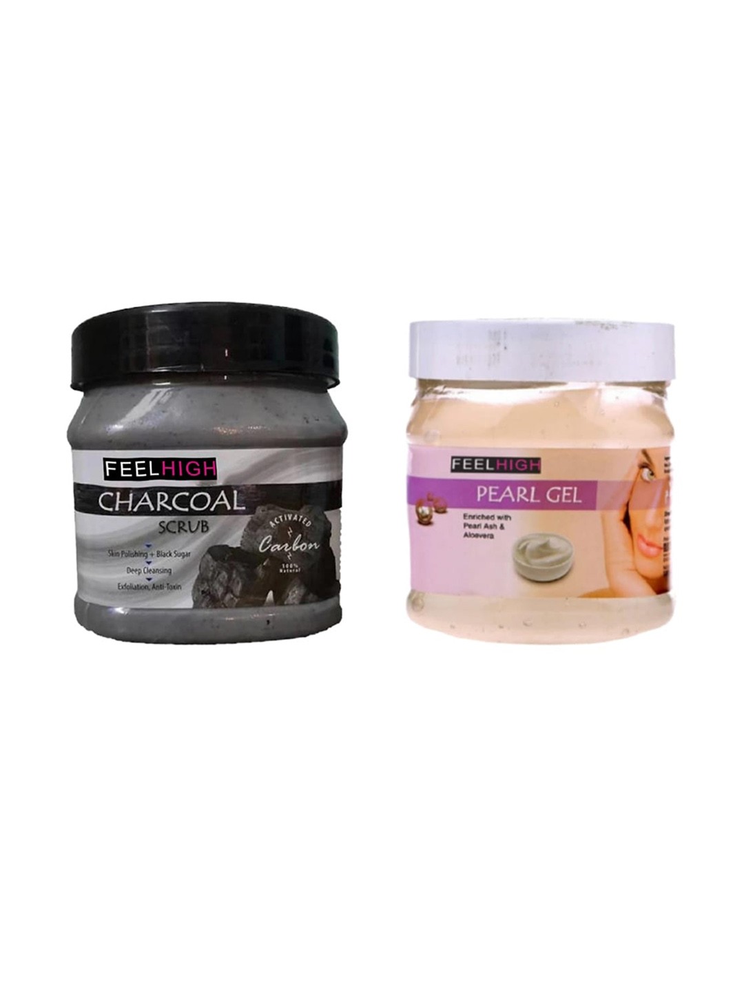 

FEELHIGH Set Of 2 Charcoal Scrub & Pearl Gel- 500ml Each, Multi
