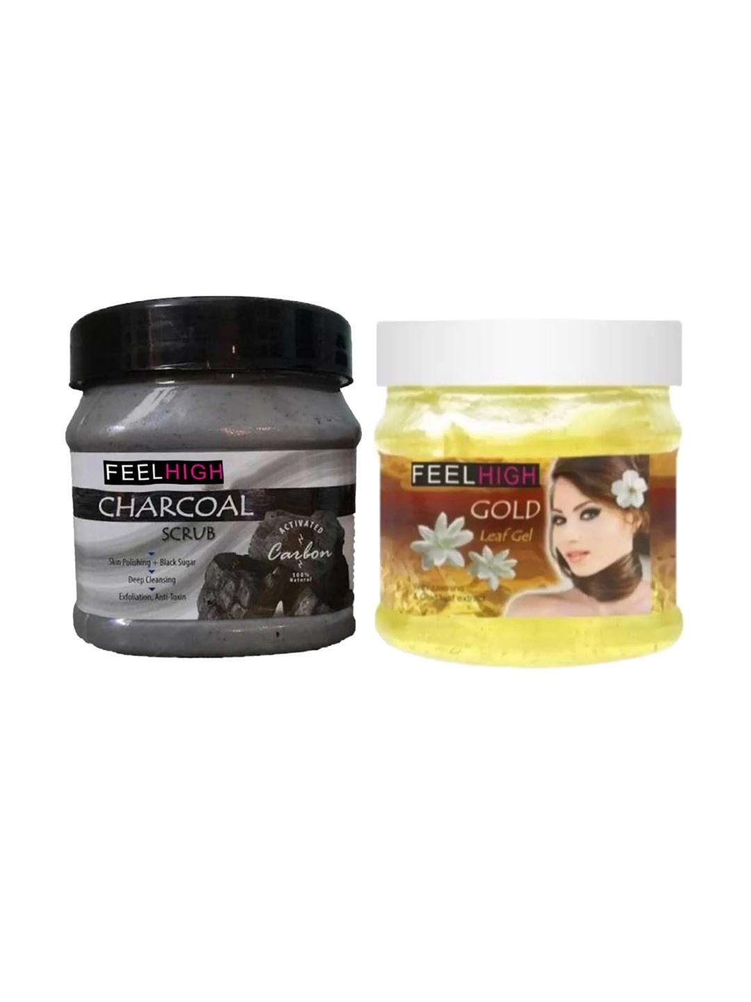 

FEELHIGH Set Of 2 Charcoal Scrub & Gold Gel- 500ml Each, Multi