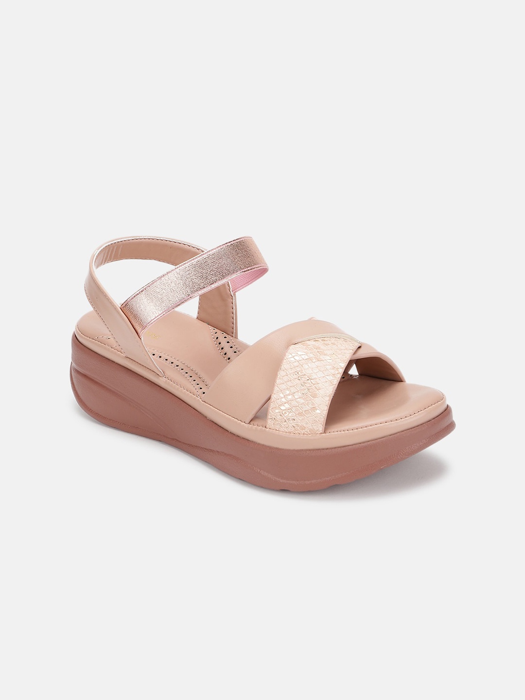

Marc Loire Textured Open Toe Comfort Heels, Nude