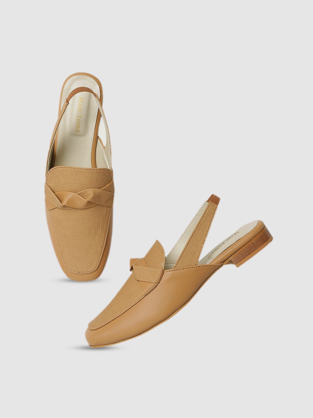 

Marc Loire Square Toe Block Heel Mules, Beige