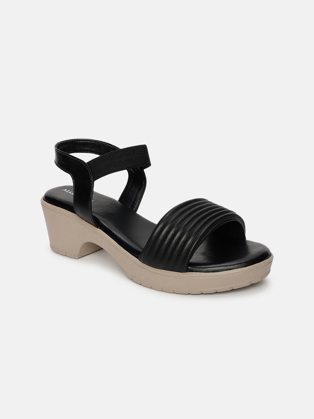 

Marc Loire Textured Open Toe Platform Heels With Backstrap, Black
