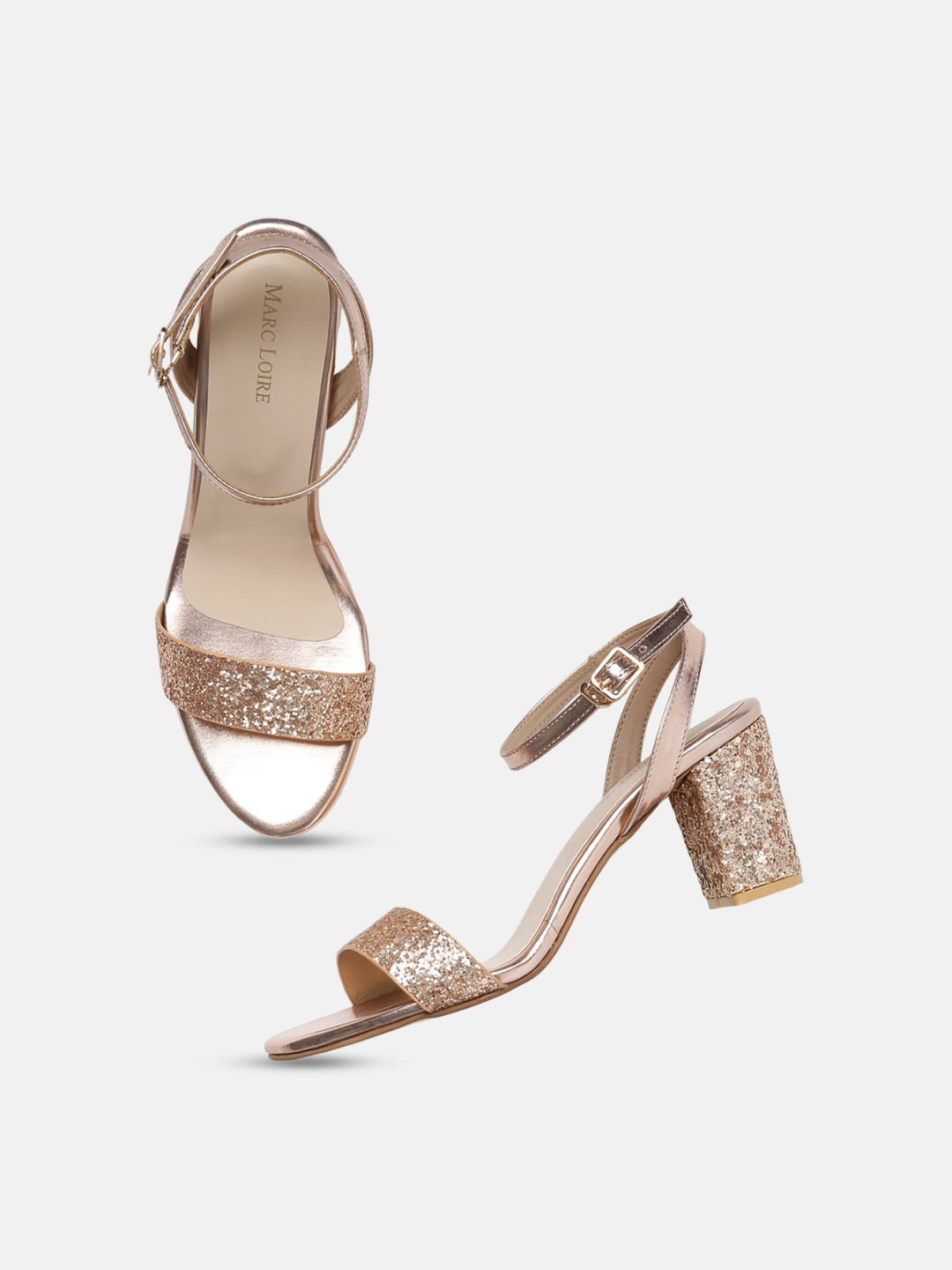 

Marc Loire Embellished Open Toe Block Heels, Gold