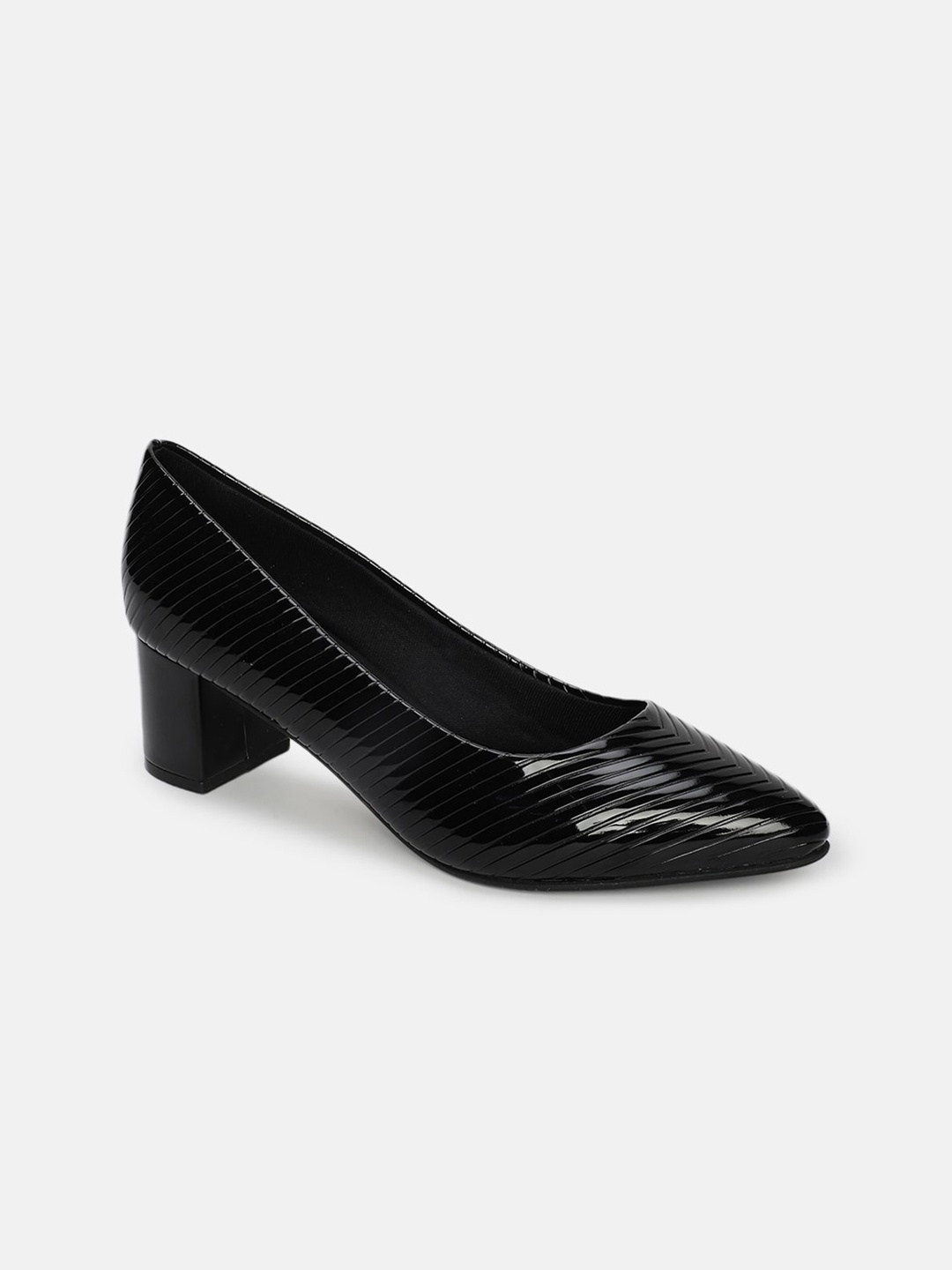 

Marc Loire Striped Block Heel Pumps, Black