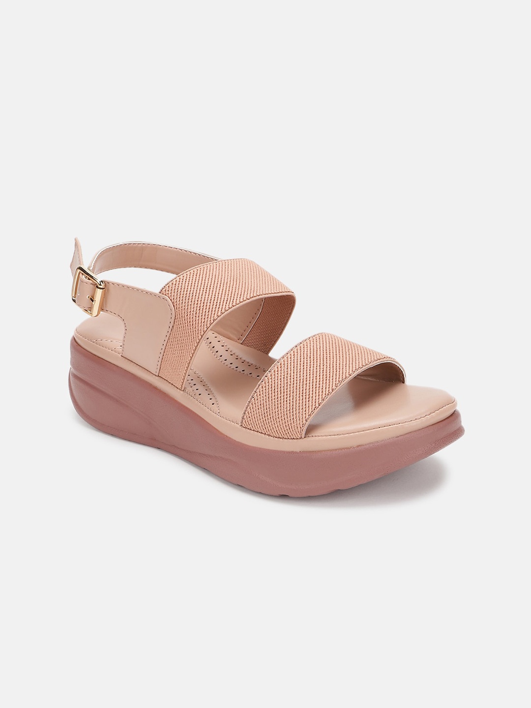 

Marc Loire Textured Two Strap Comfort Heels With Buckle Closure, Nude