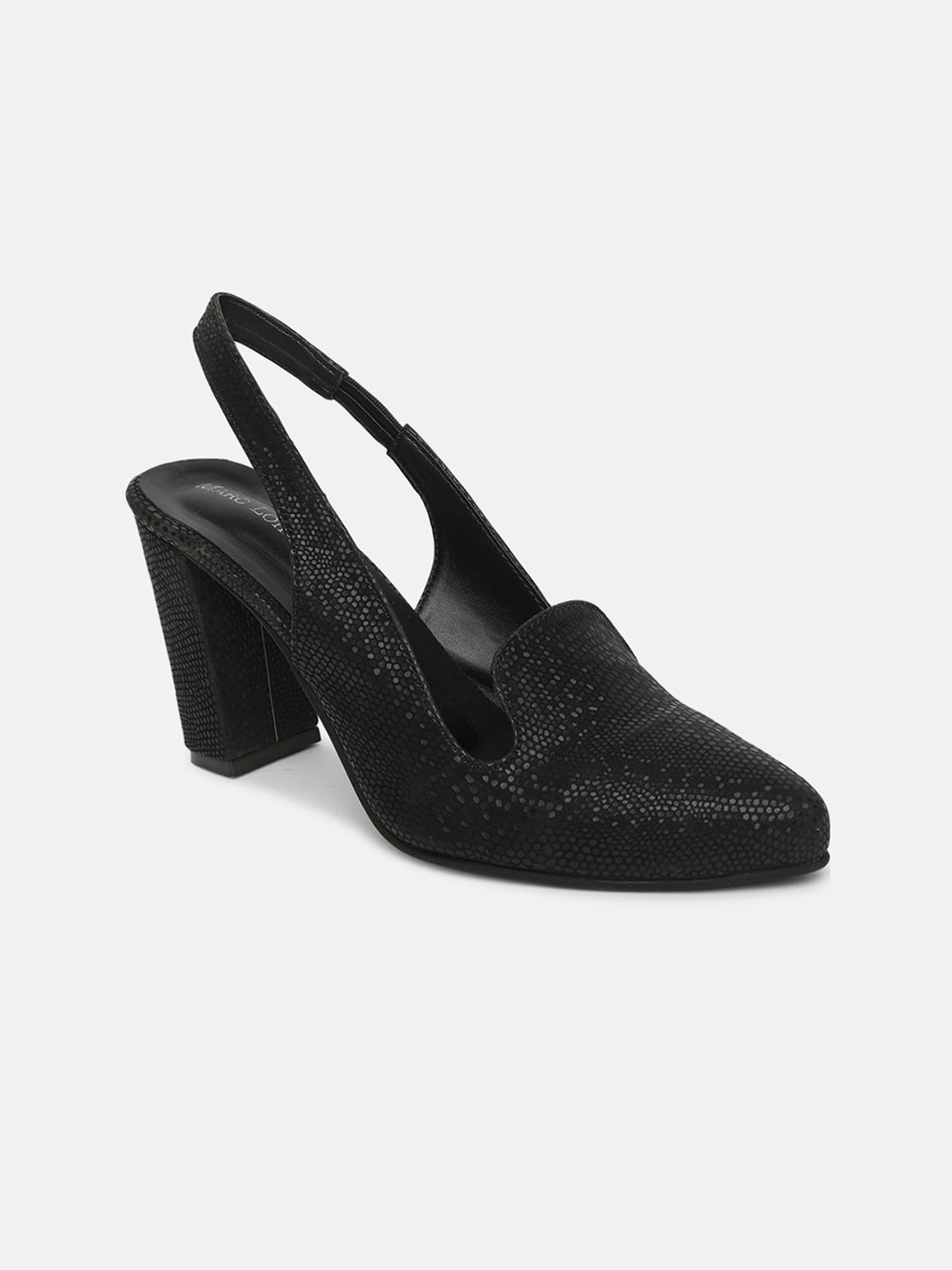 

Marc Loire Textured Pointed Toe Block Heel Pumps, Black