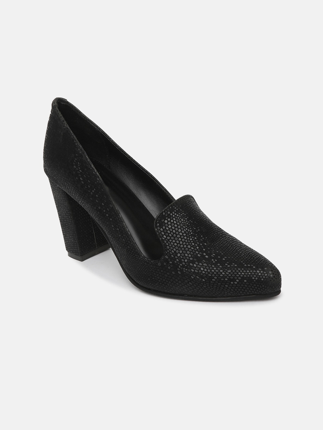 

Marc Loire Textured Pointed Toe Block Heel Pumps, Black