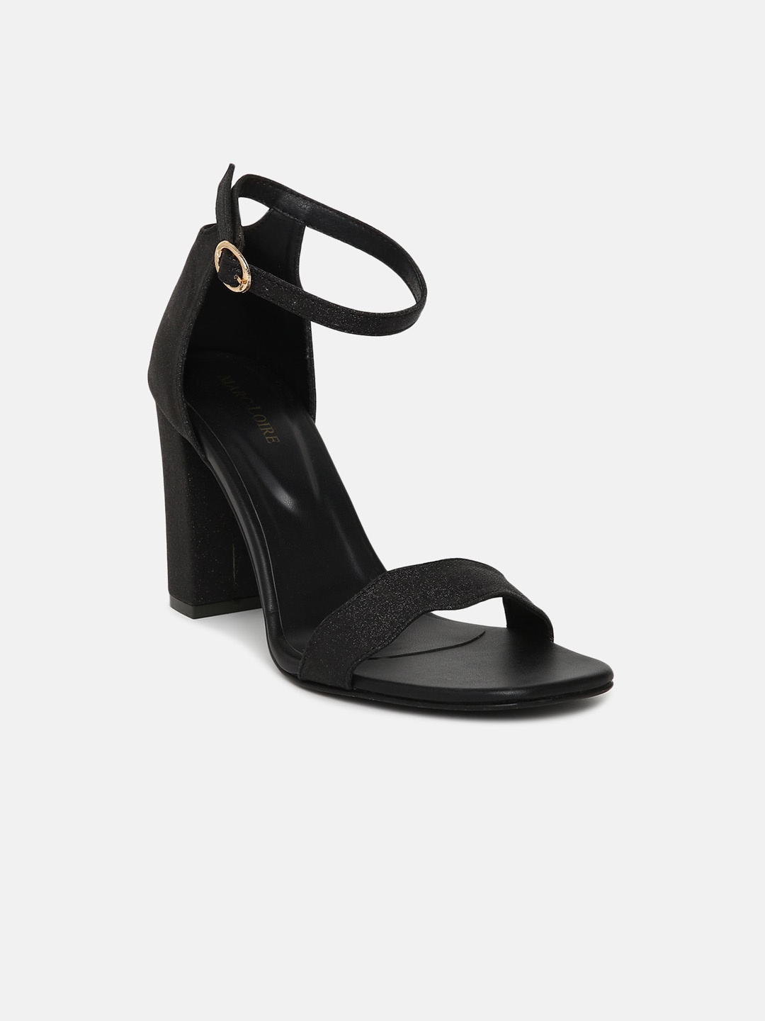 

Marc Loire Shimmered Open Toe Block Heels, Black