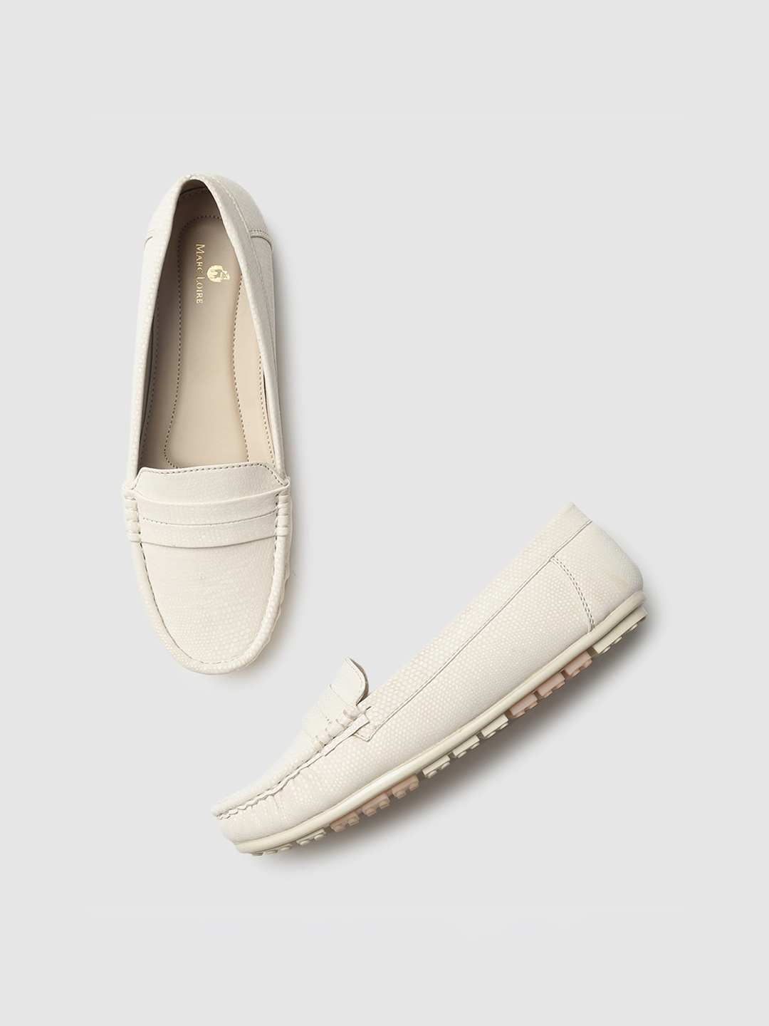 

Marc Loire Women Textured Lightweight Comfort Insole Penny Loafers, Cream