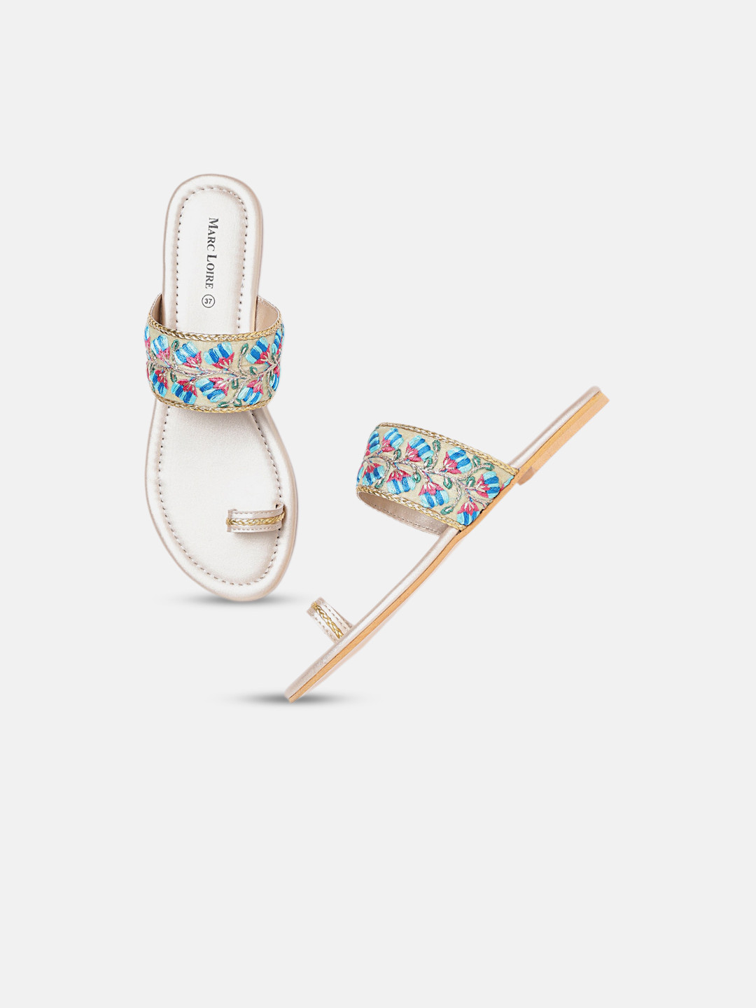

Marc Loire Ethnic Embroidered One Toe Flats, Gold