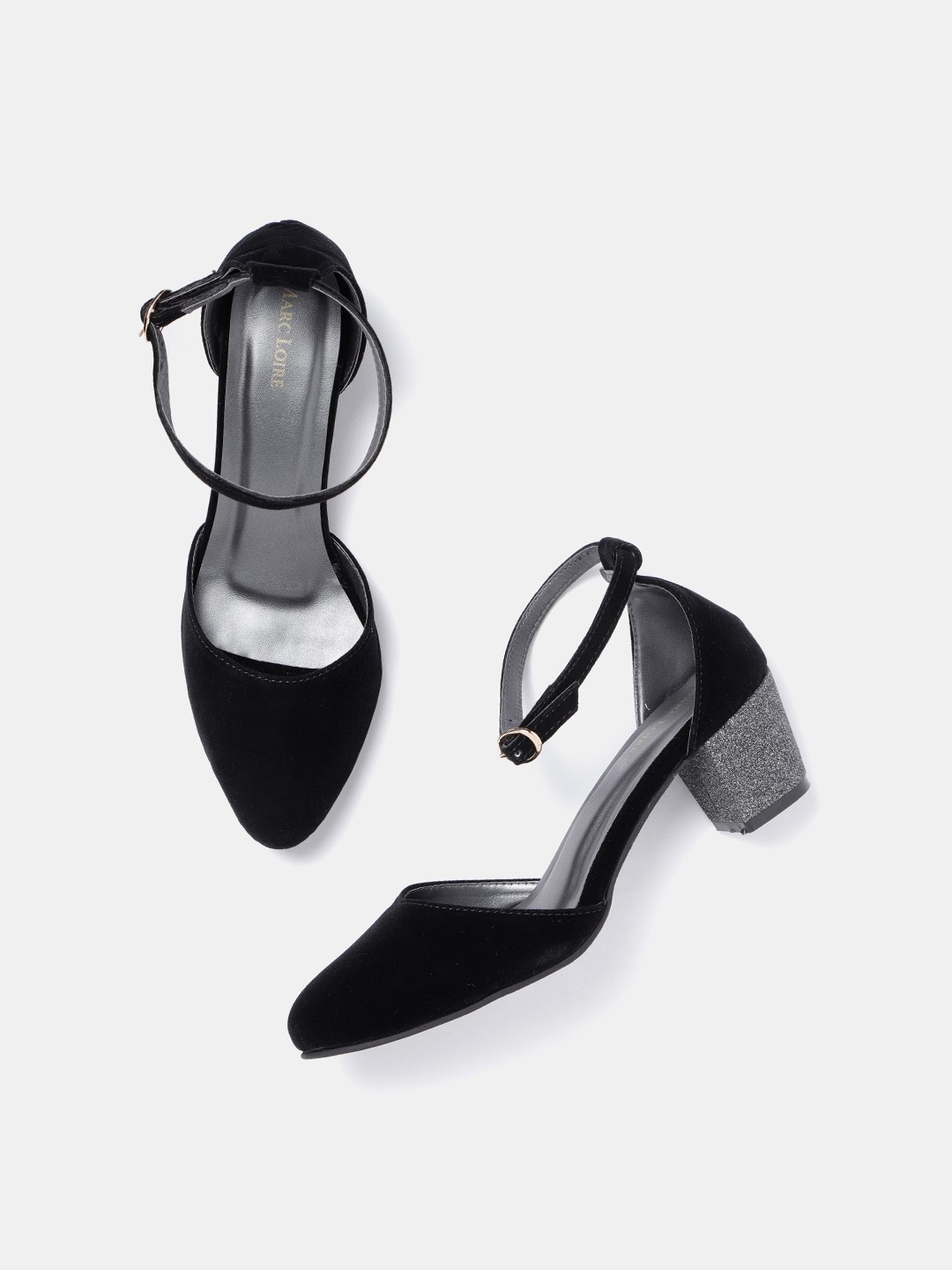 

Marc Loire Pointed Toe Block Heels With Ankle Loop, Black