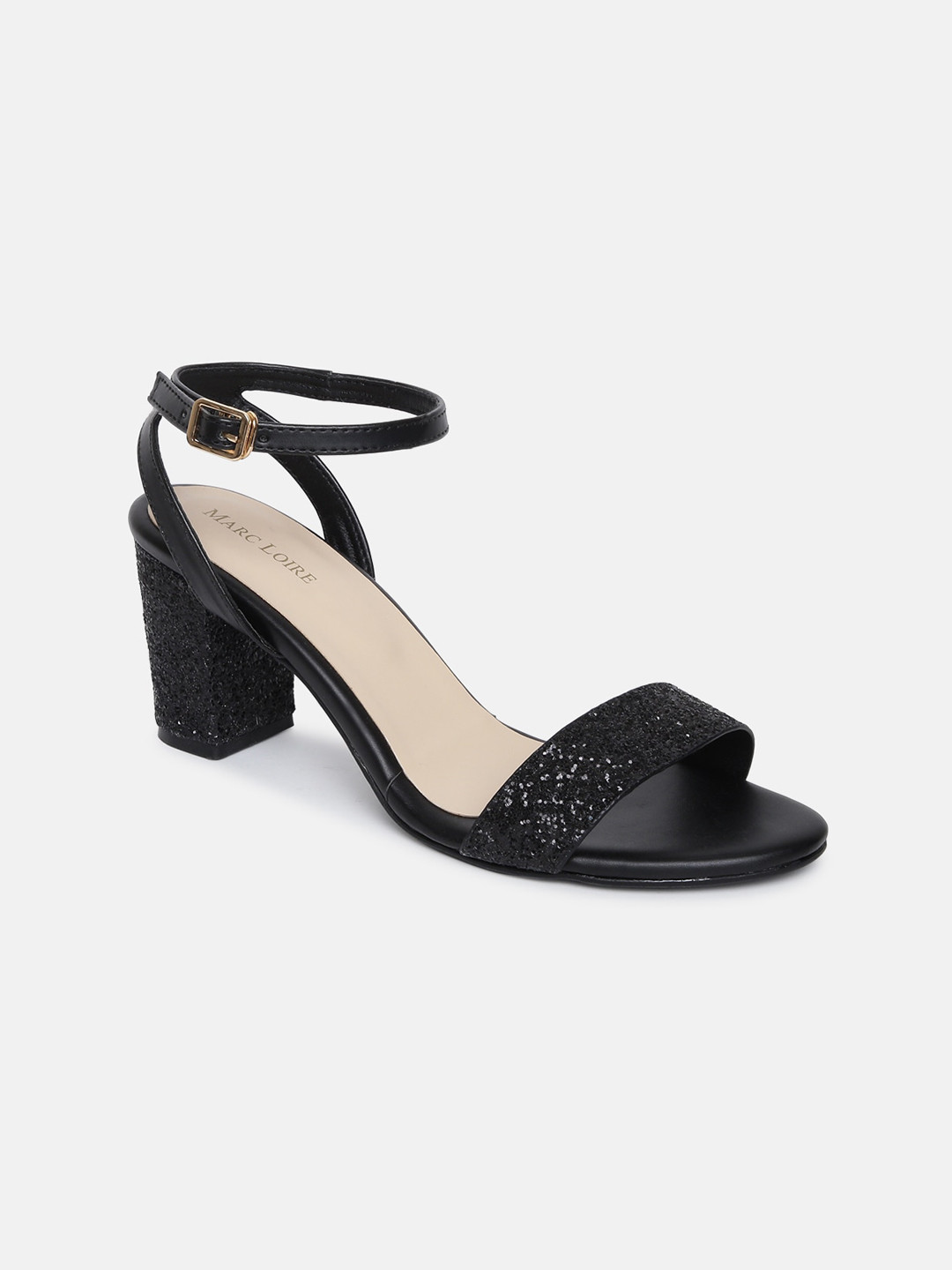 

Marc Loire Embellished Open Toe Block Heels, Black