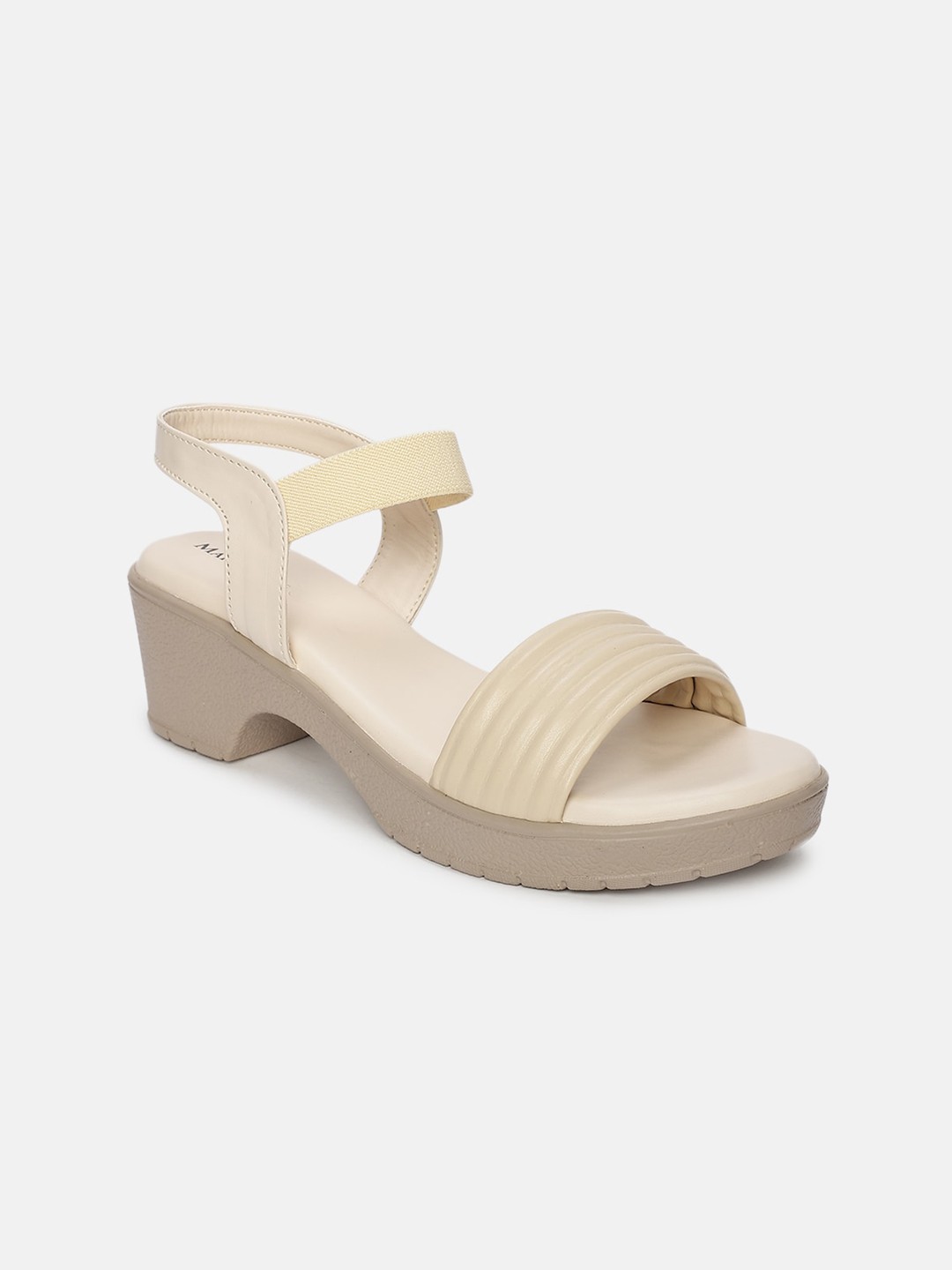 

Marc Loire Textured Open Toe Platform Heels With Backstrap, Cream