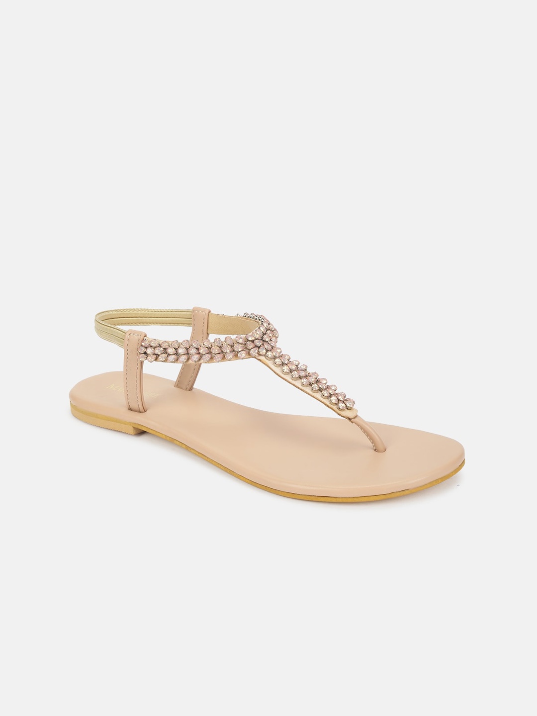 

Marc Loire Embellished T-Strap Flats, Nude