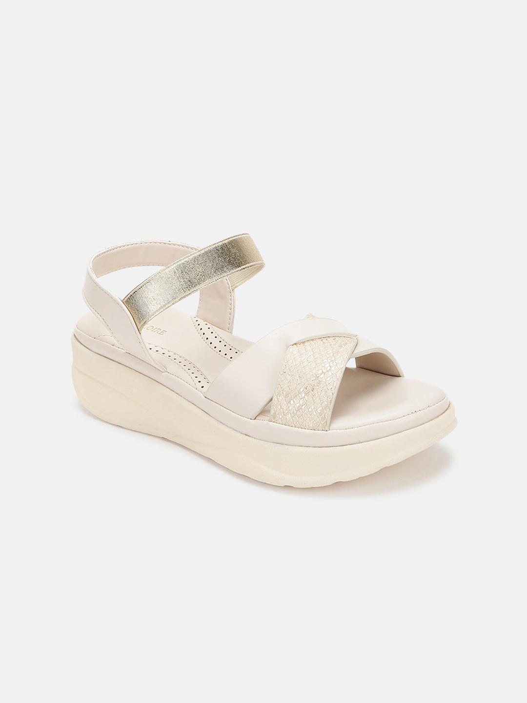 

Marc Loire Textured Open Toe Comfort Heels, Cream