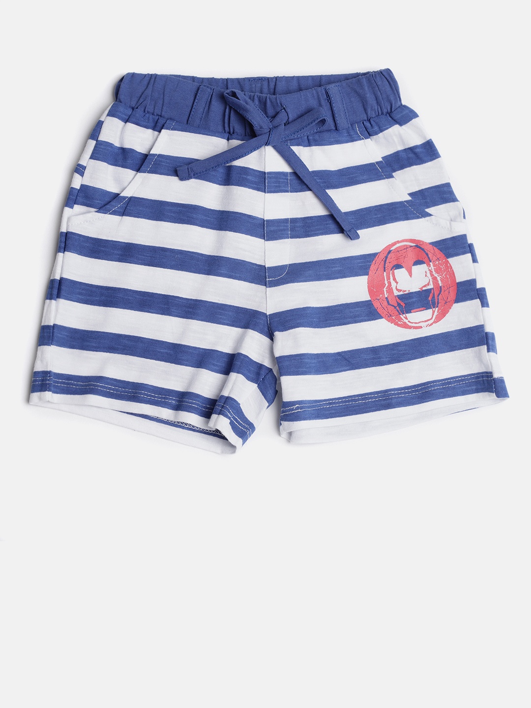 

YK Boys White & Blue Striped Regular Shorts