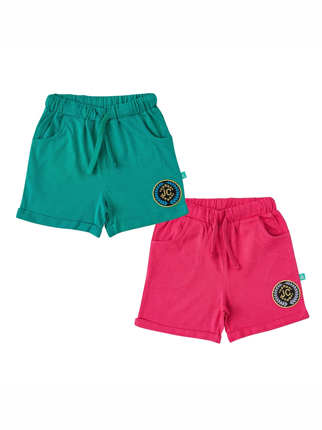 

JusCubs Girls Pack Of 2 Low-Rise Cotton Regular Shorts, Green