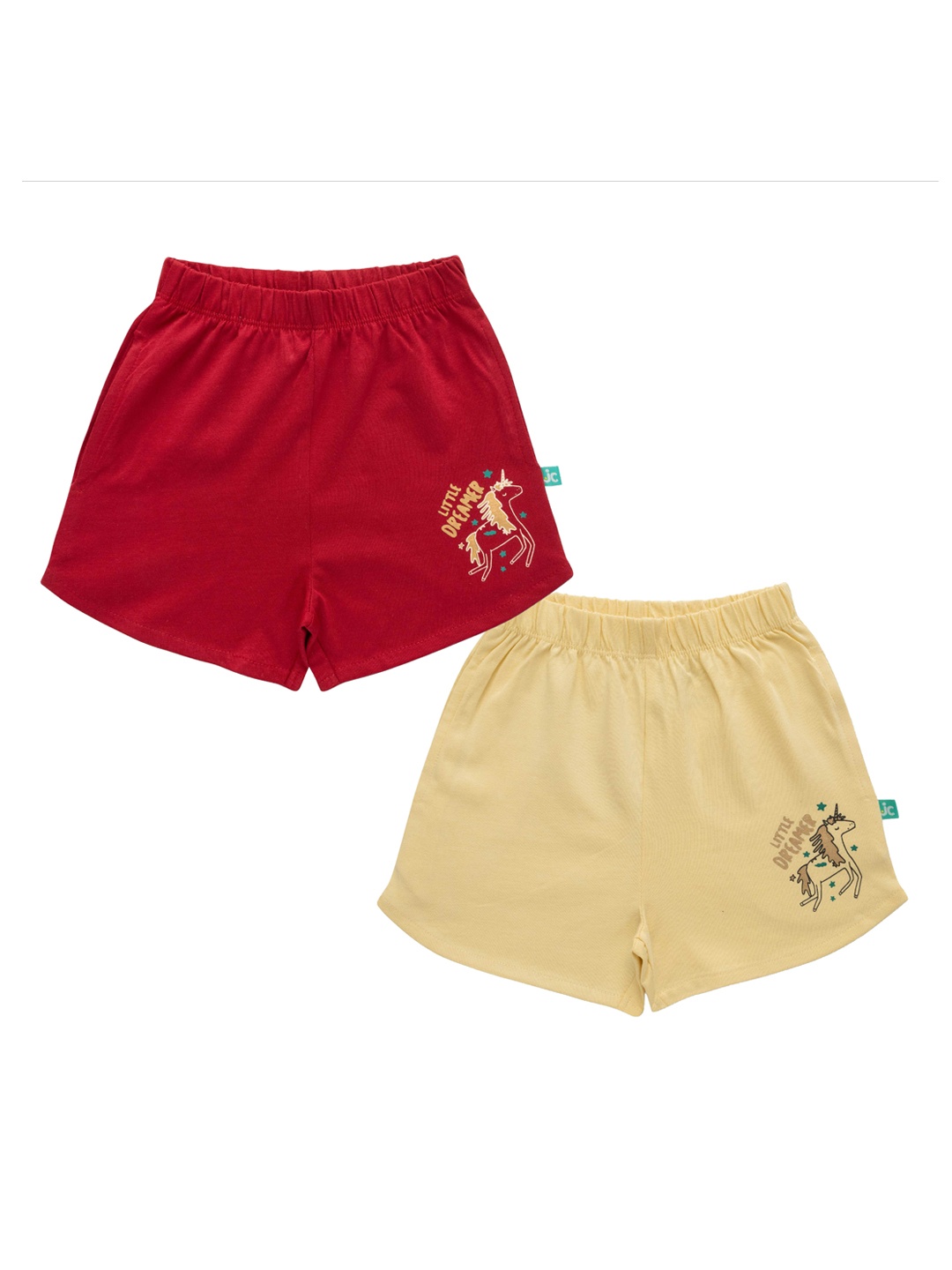 JusCubs Girls Pack Of 2 Low-Rise Cotton Regular Shorts, Red