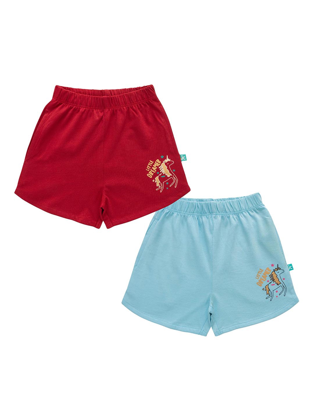 

JusCubs Girls Pack Of 2 Low-Rise Cotton Regular Shorts, Red