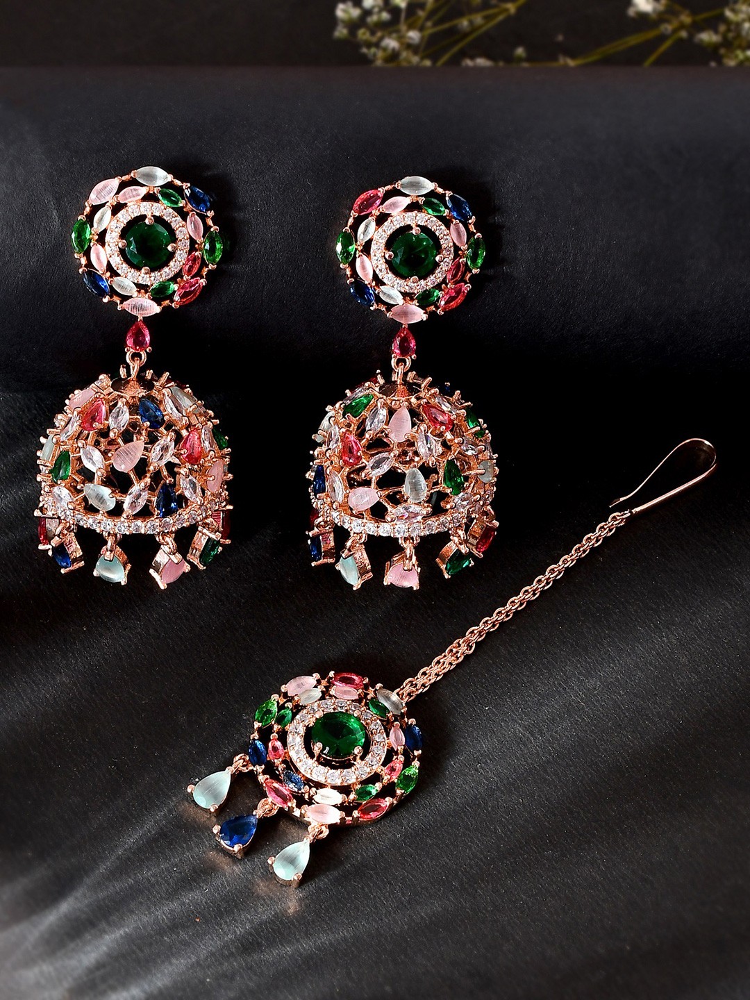 

AQUASTREET Rose Gold Plated AD Studded Jewellery Set