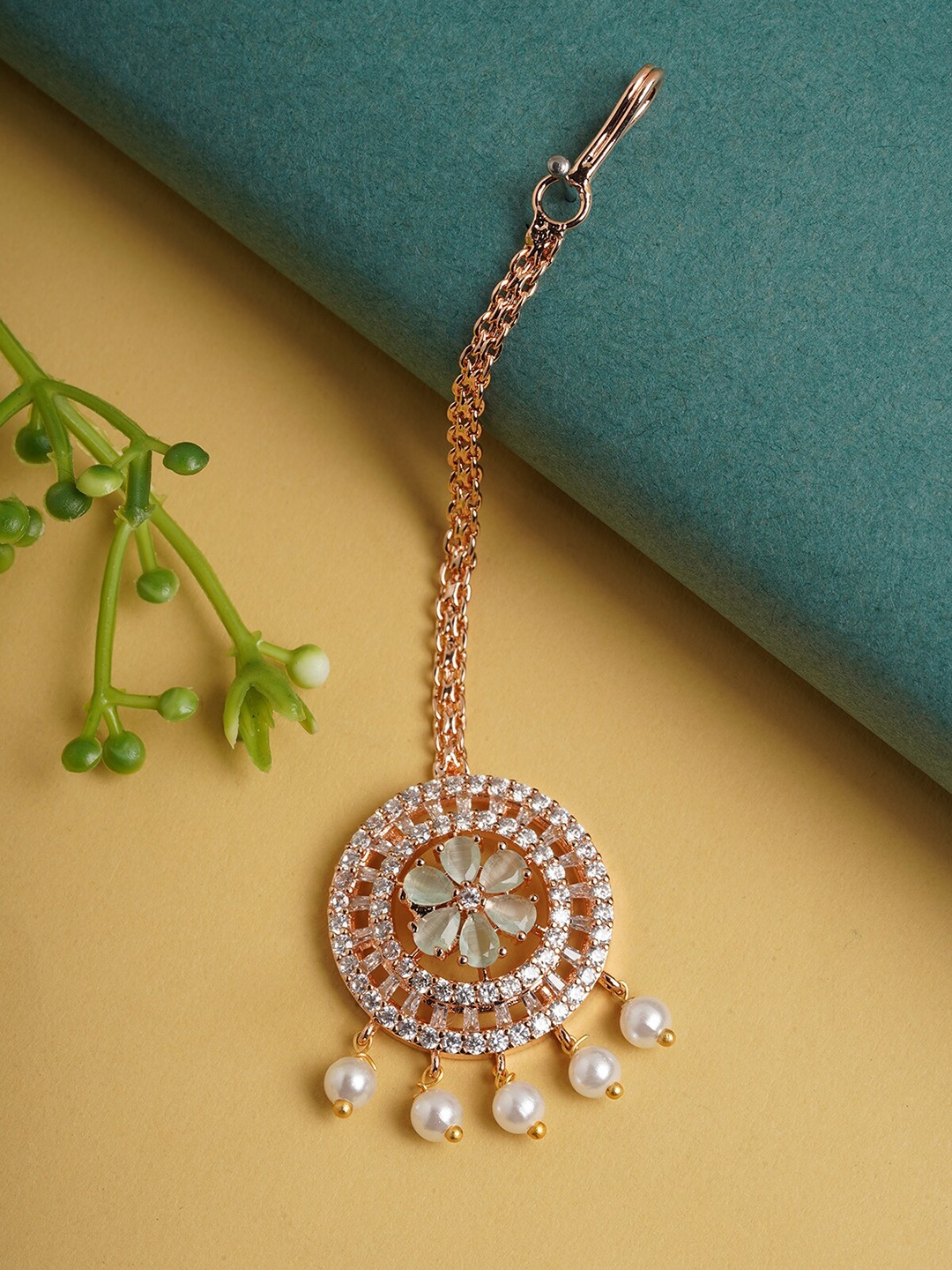 

AQUASTREET Rose Gold-Plated AD Studded Jewellery Set