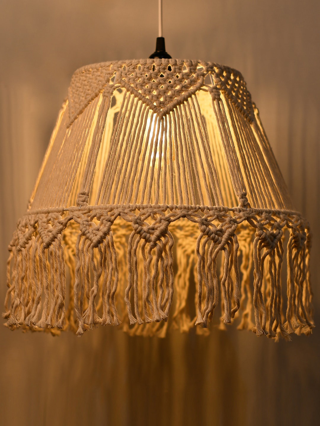 

Decazone Beige Textured Macrame Ceiling Lamp