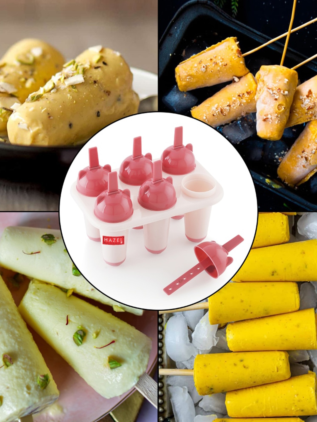 

HAZEL 6 Pcs Pink Reusable Kulfi Moulds With Lid