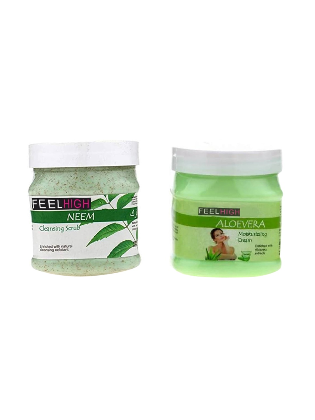 

FEELHIGH Set of Neem Scrub & Aloe Vera Cream 500ml each, Green