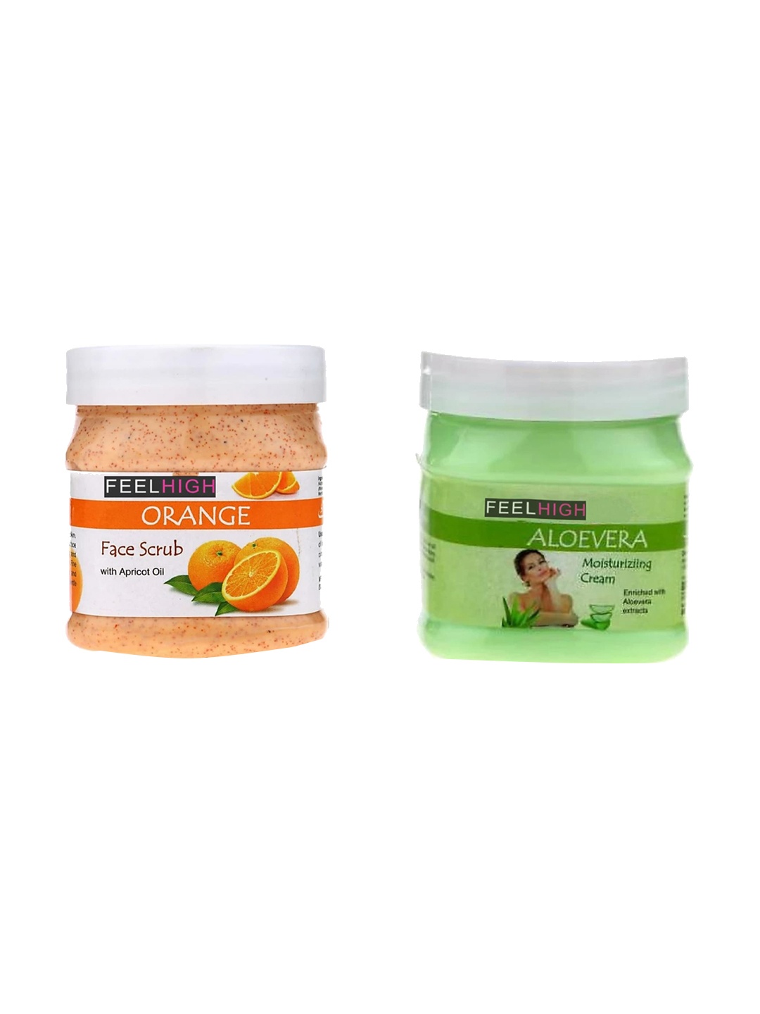 

FEELHIGH Set of Orange Scrub & Aloe Vera Cream 500ml each, Multi