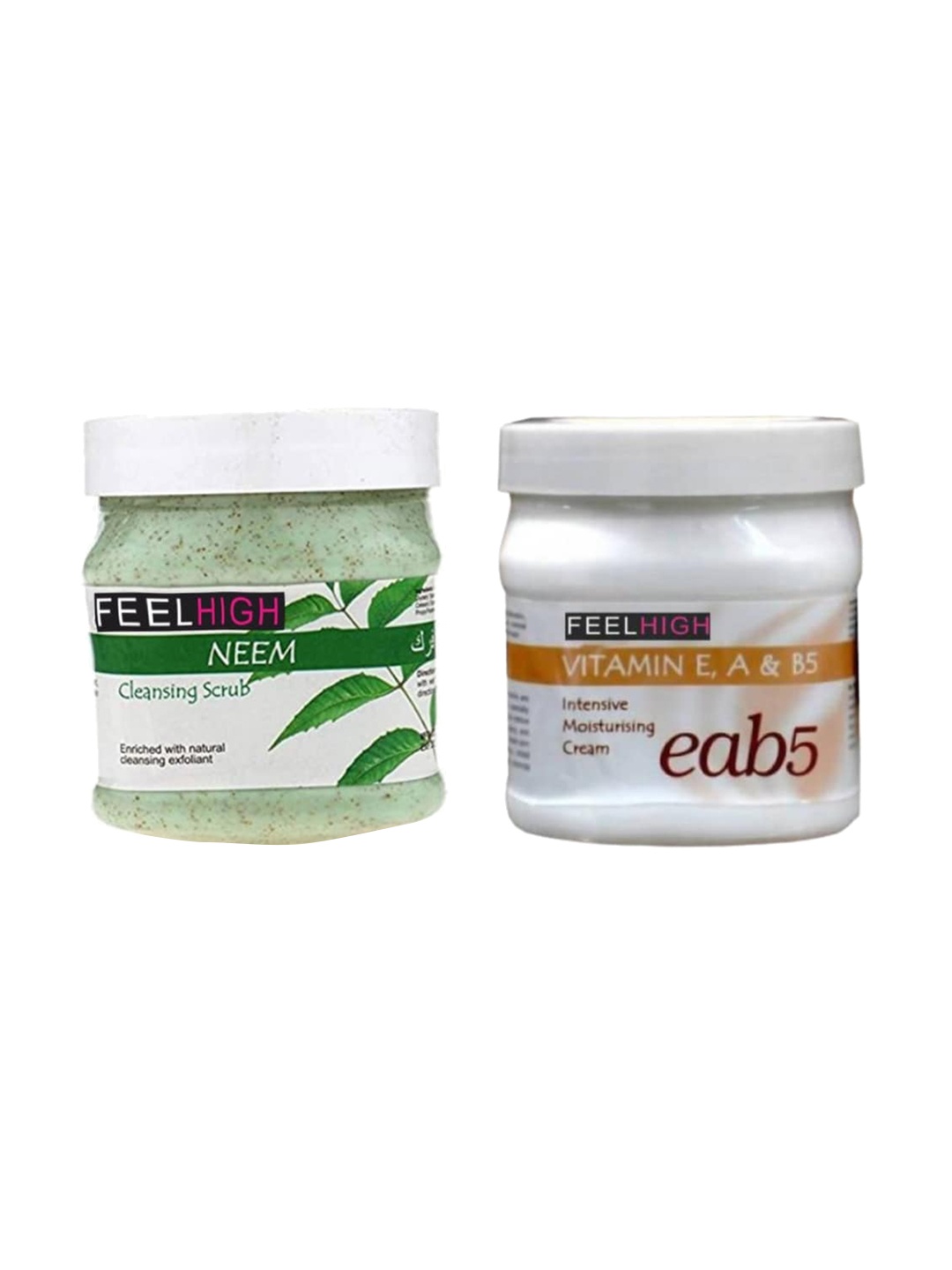 

FEELHIGH Set of Neem Scrub & Vitamin E A B5 Cream 500ml each, Green