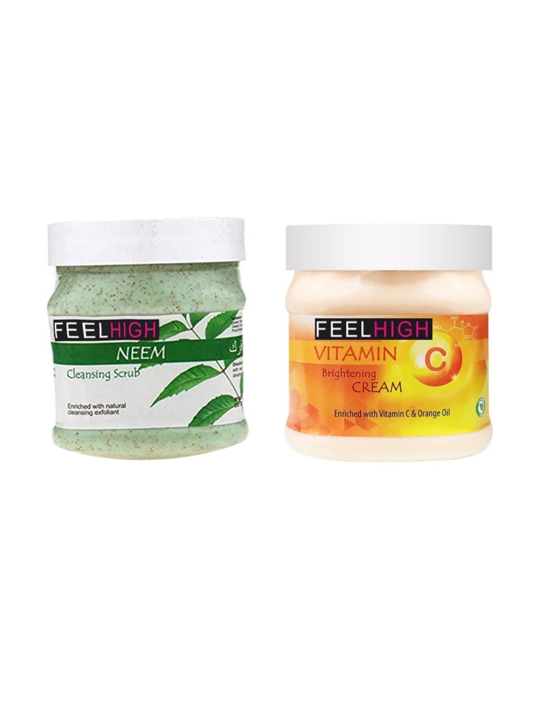 

FEELHIGH Set of Neem Scrub & Vitamin C Cream 500ml each, Green