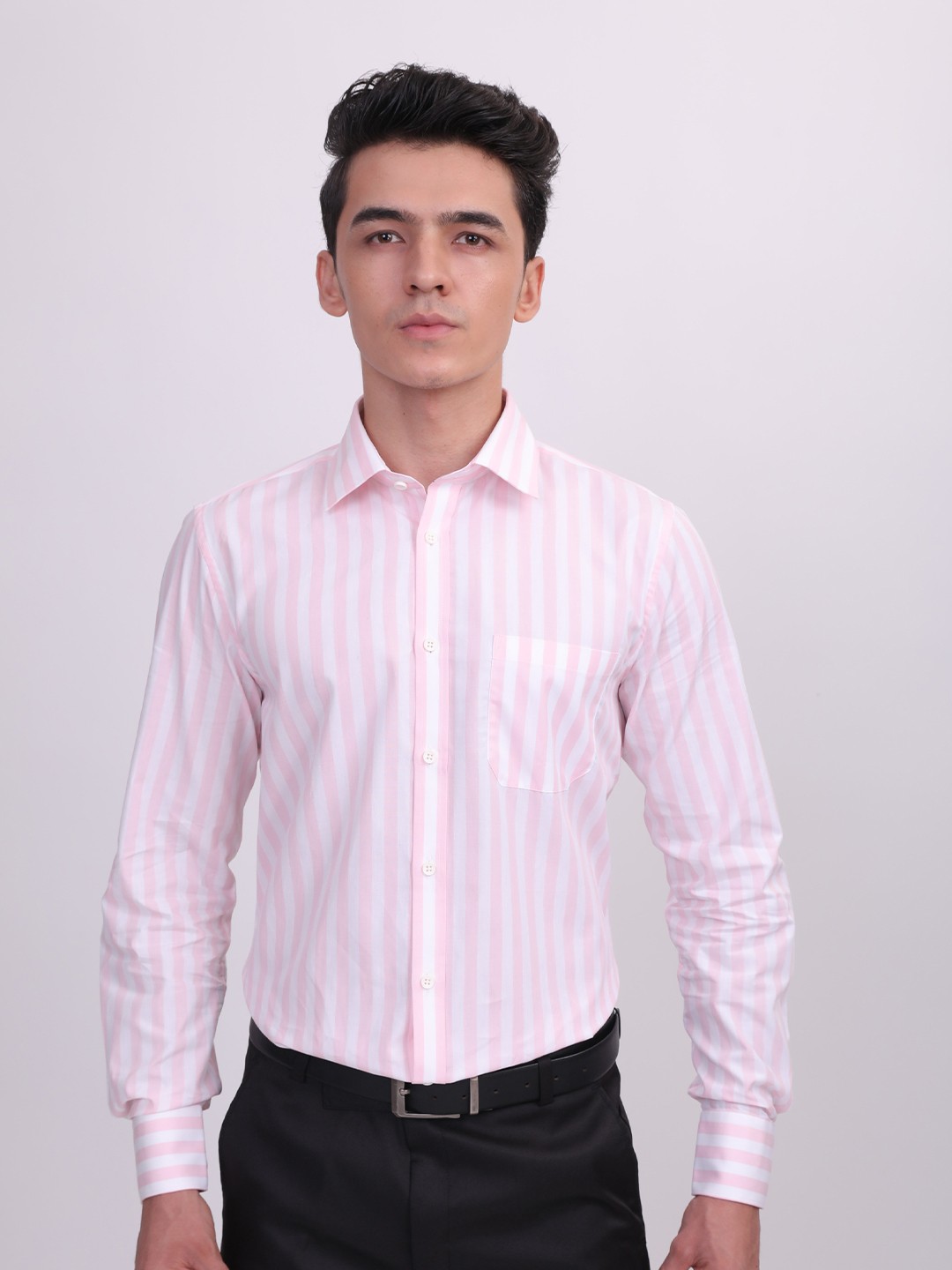 

LOUIS STITCH Comfort Striped Cotton Formal Shirt, White