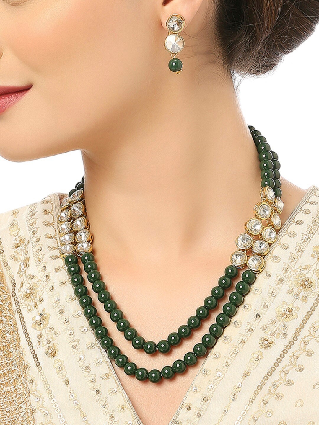 

OOMPH Gold-Plated Kundan-Studded & Beaded Jewellery Set