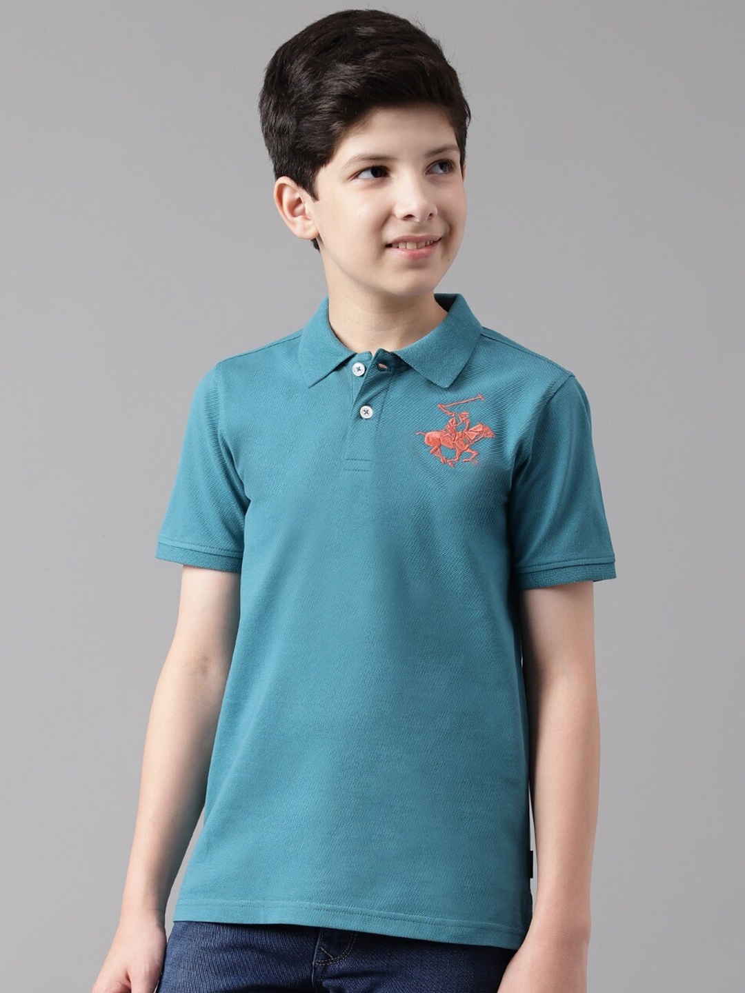 

Beverly Hills Polo Club Boys Polo Collar Pure Cotton T-shirt, Blue