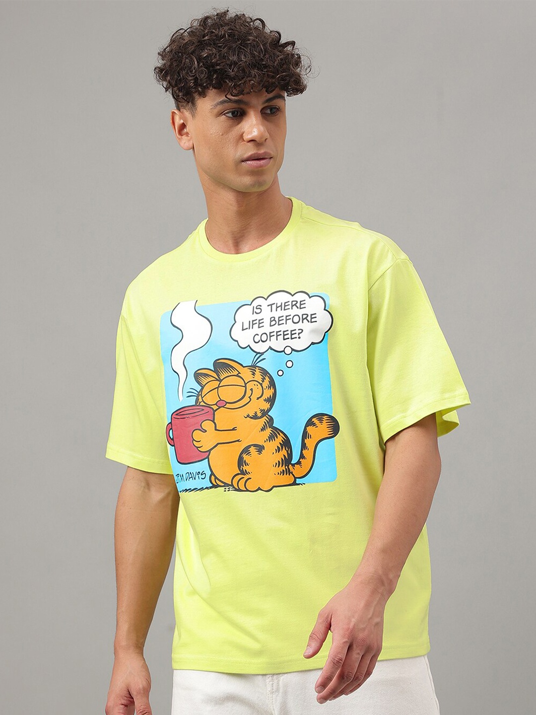 

Free Authority Garfield Printed Pure Cotton Loose Fit T-Shirt, Green