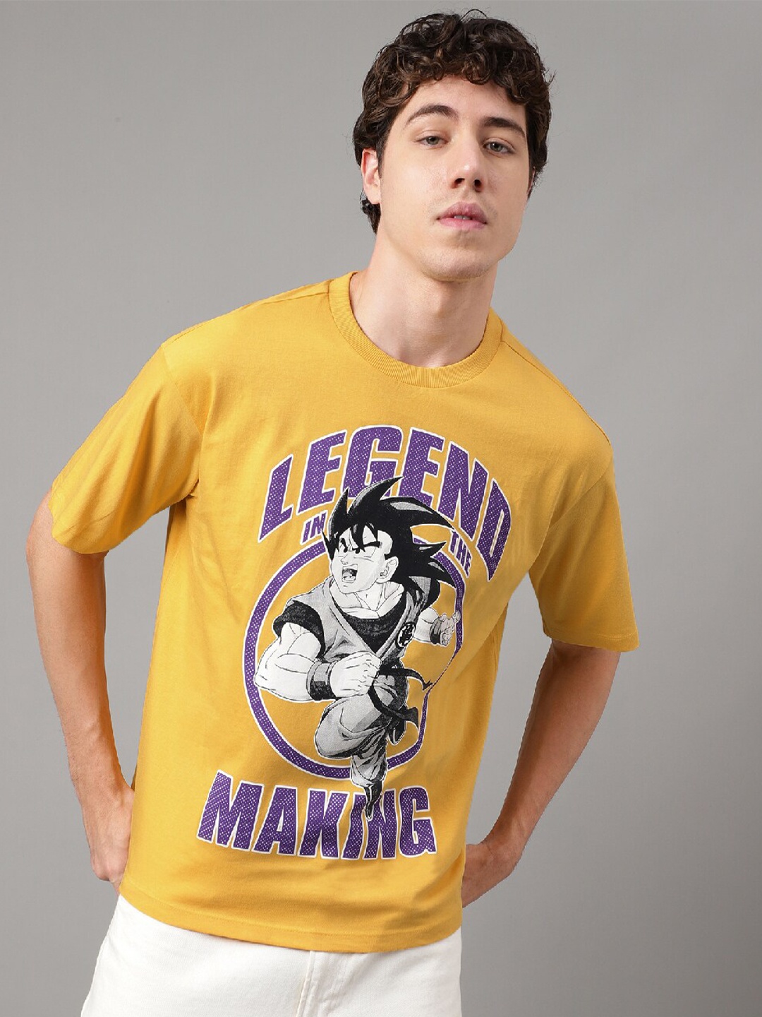

Free Authority Dragon Ball Printed Pure Cotton Printed T-shirt, Yellow