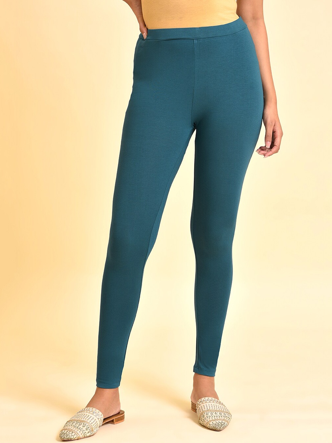 

W Ankle Length Leggings, Teal