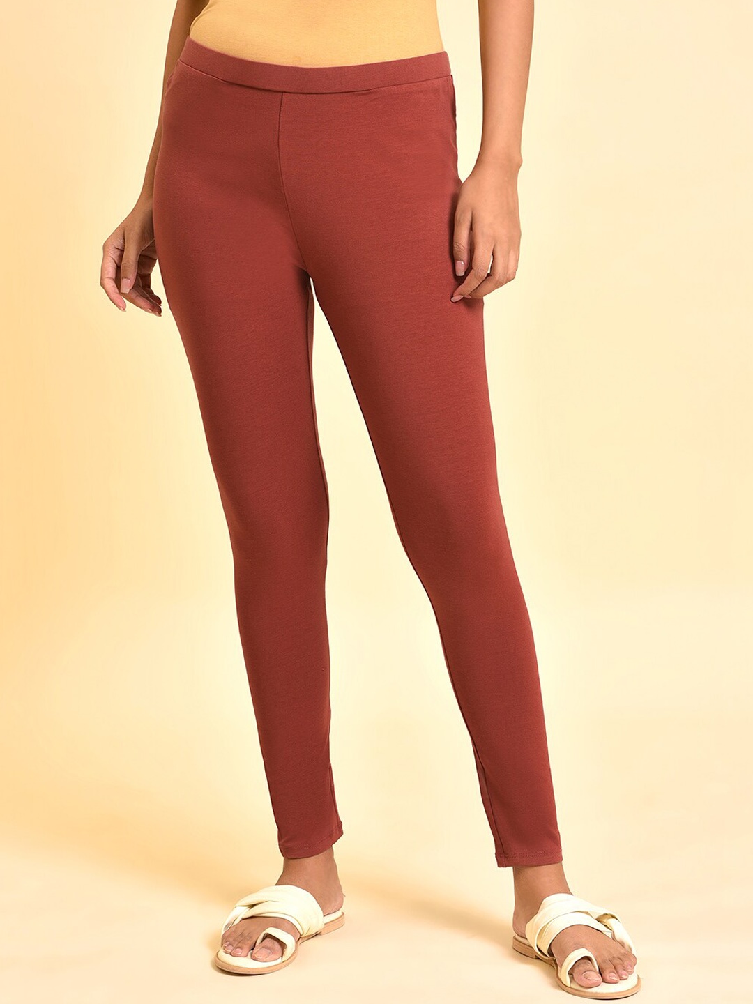 

W Ankle Length Leggings, Red
