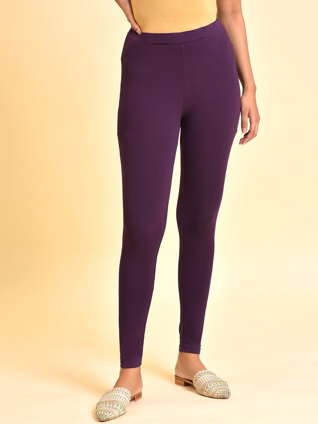 

W Ankle Length Leggings, Purple