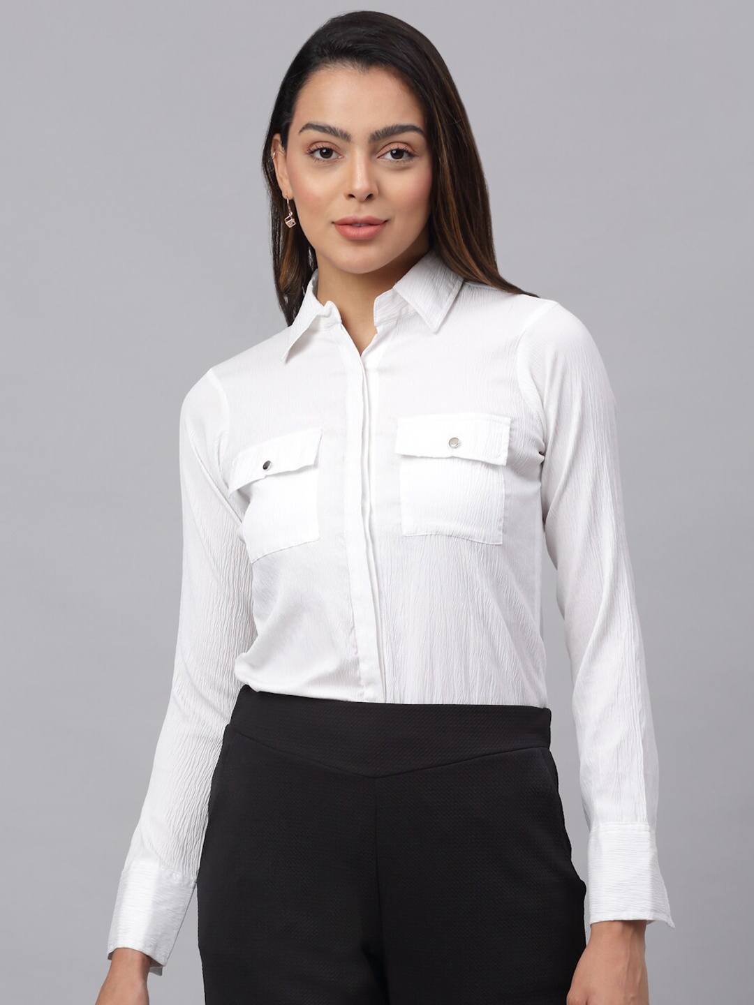 

JAINISH Classic Self Design Formal Shirt, White