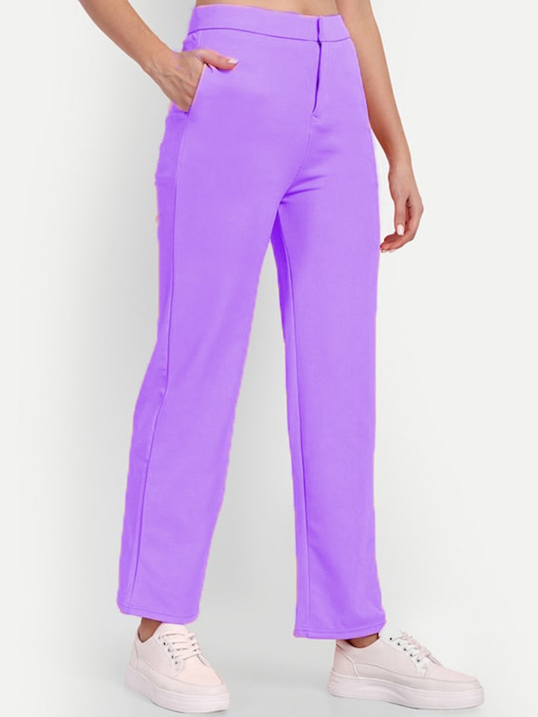 

WESTHOOD Women Smart High-Rise Parallel Trousers, Lavender