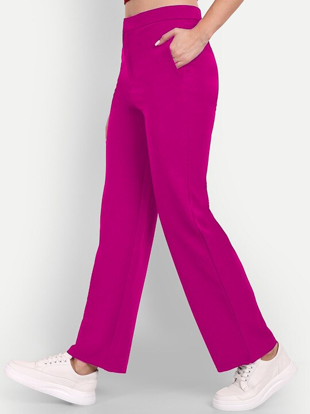 

WESTHOOD Women Smart High-Rise Parallel Trousers, Magenta
