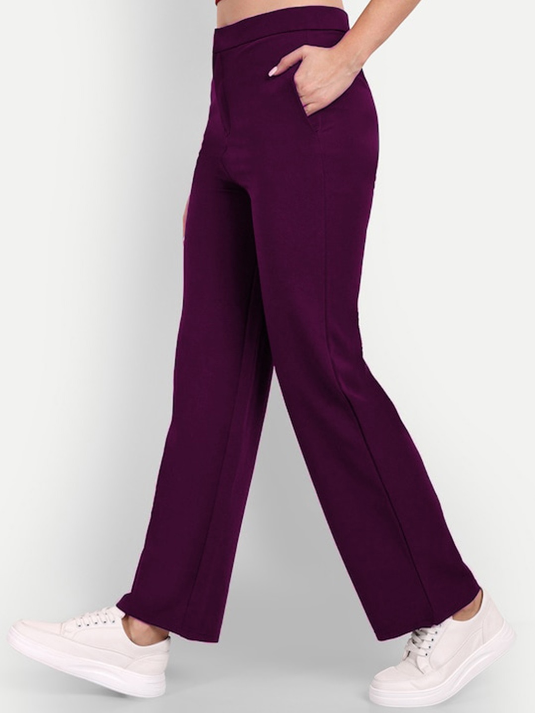 

WESTHOOD Women Smart High-Rise Parallel Trousers, Purple