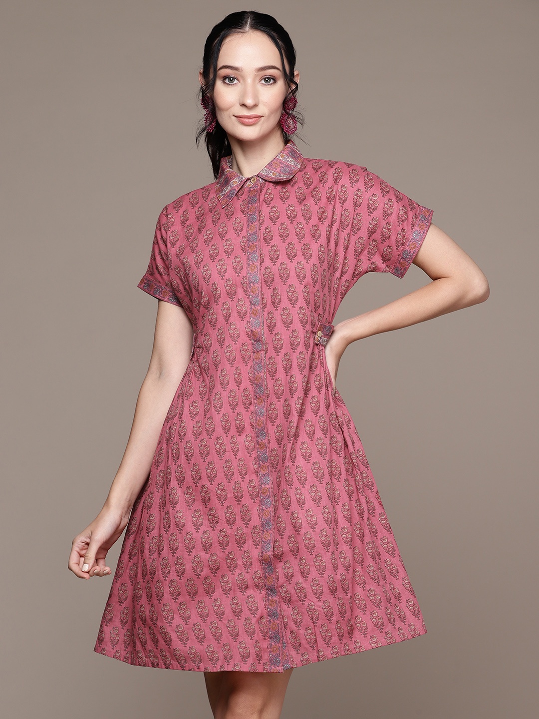 

aarke Ritu Kumar Floral Print Shirt Dress, Pink