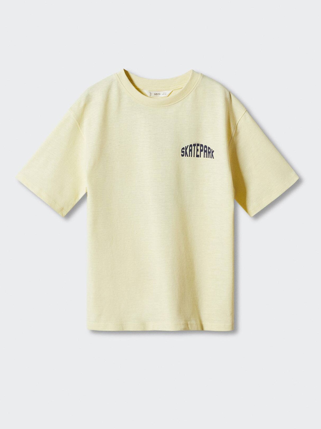 

Mango Kids Boys Typography Back Printed Pure Cotton T-shirt, Cream