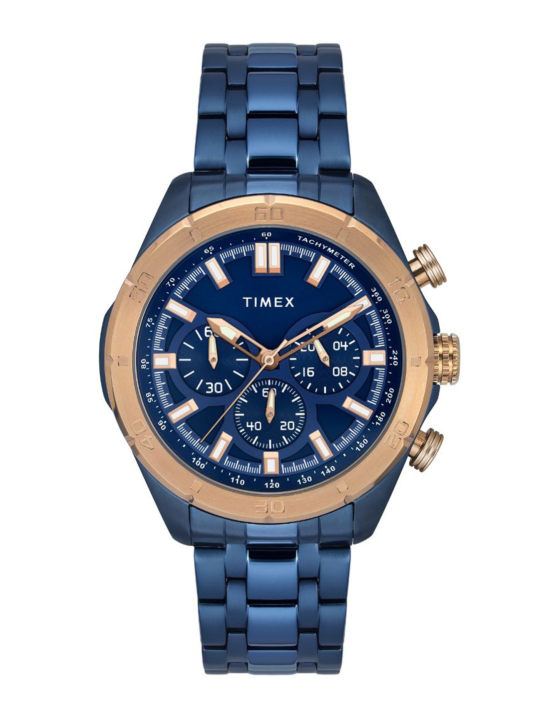 

Timex Men Brass Dial & Stainless Steel Bracelet Style Straps Analogue Watch TWEGSH20300TM, Blue