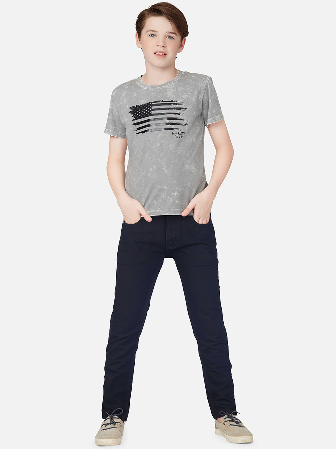 

Gini and Jony Boys Regular Fit Mid Rise Dark Shade Clean Look Cotton Jeans, Black